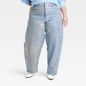 High-Rise Curved Leg Jeans - Gold Wash 17